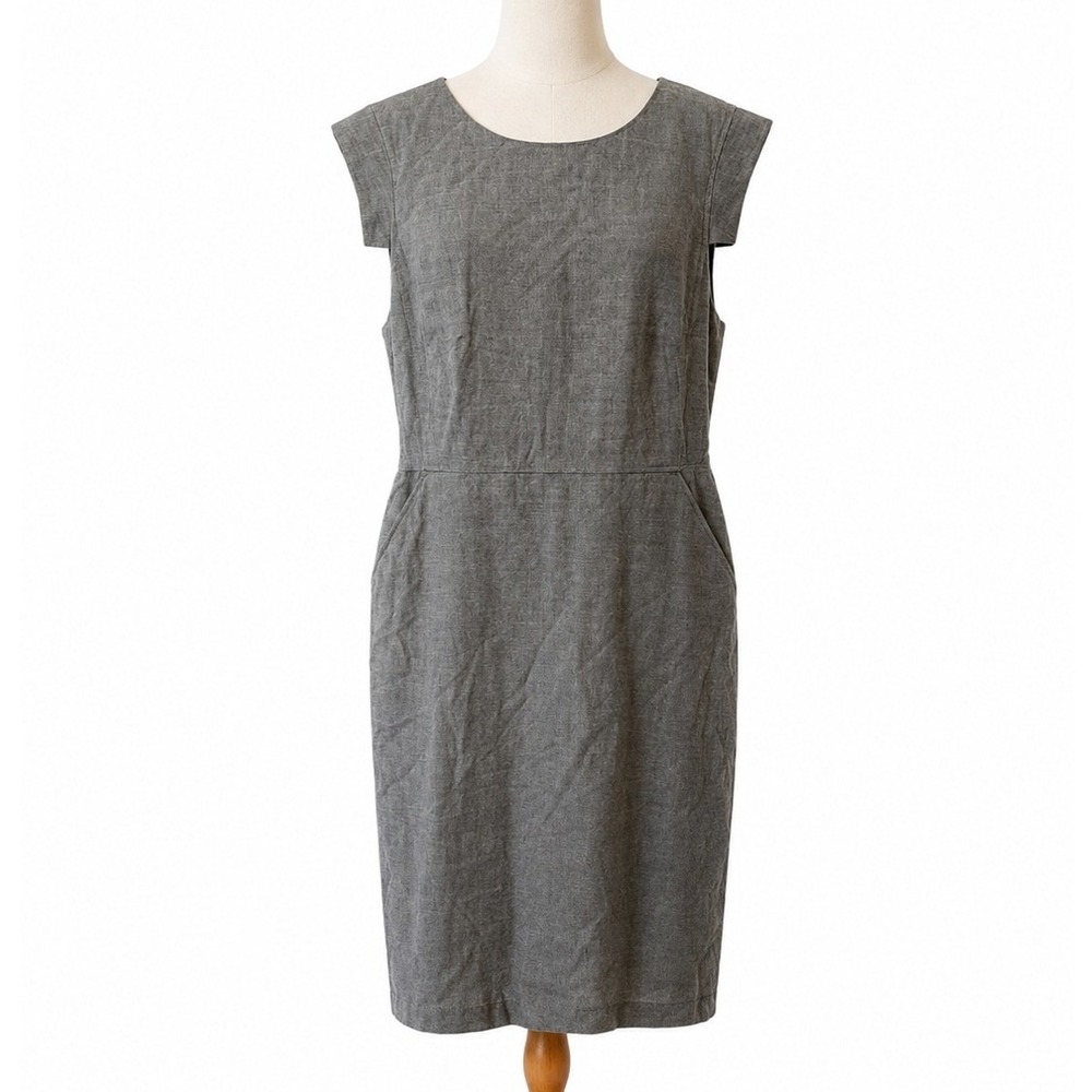 J.Crew Sheath Dress Women Grey Cap Sleeve Pocket Workwear Minimalist 14